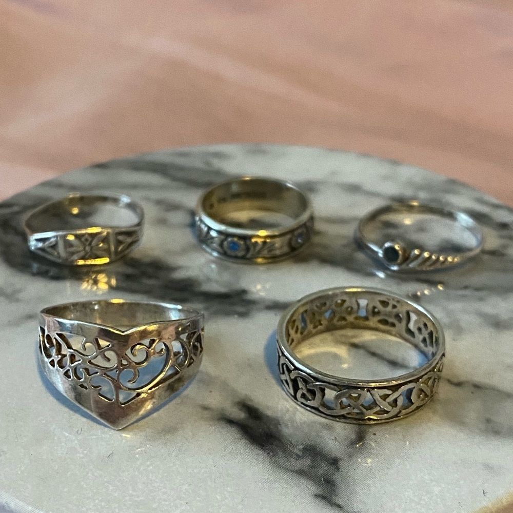 Set of 5 Antique Sterling Silver Rings ($15 each)